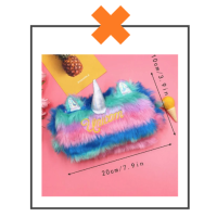 Etui / make-up tasje fluffy unicorn regenboog